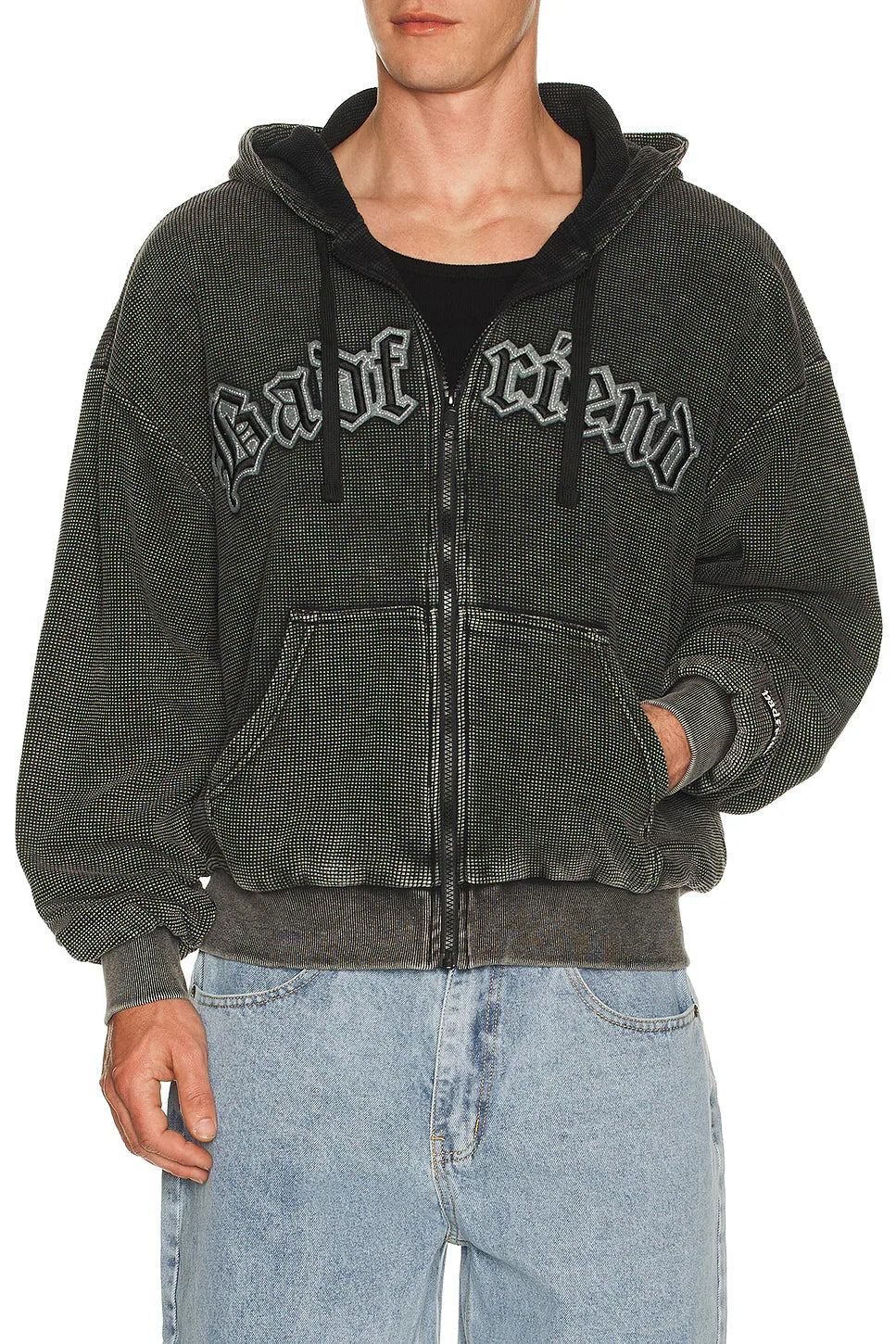 Waffle Knit Full Zip Hoodie