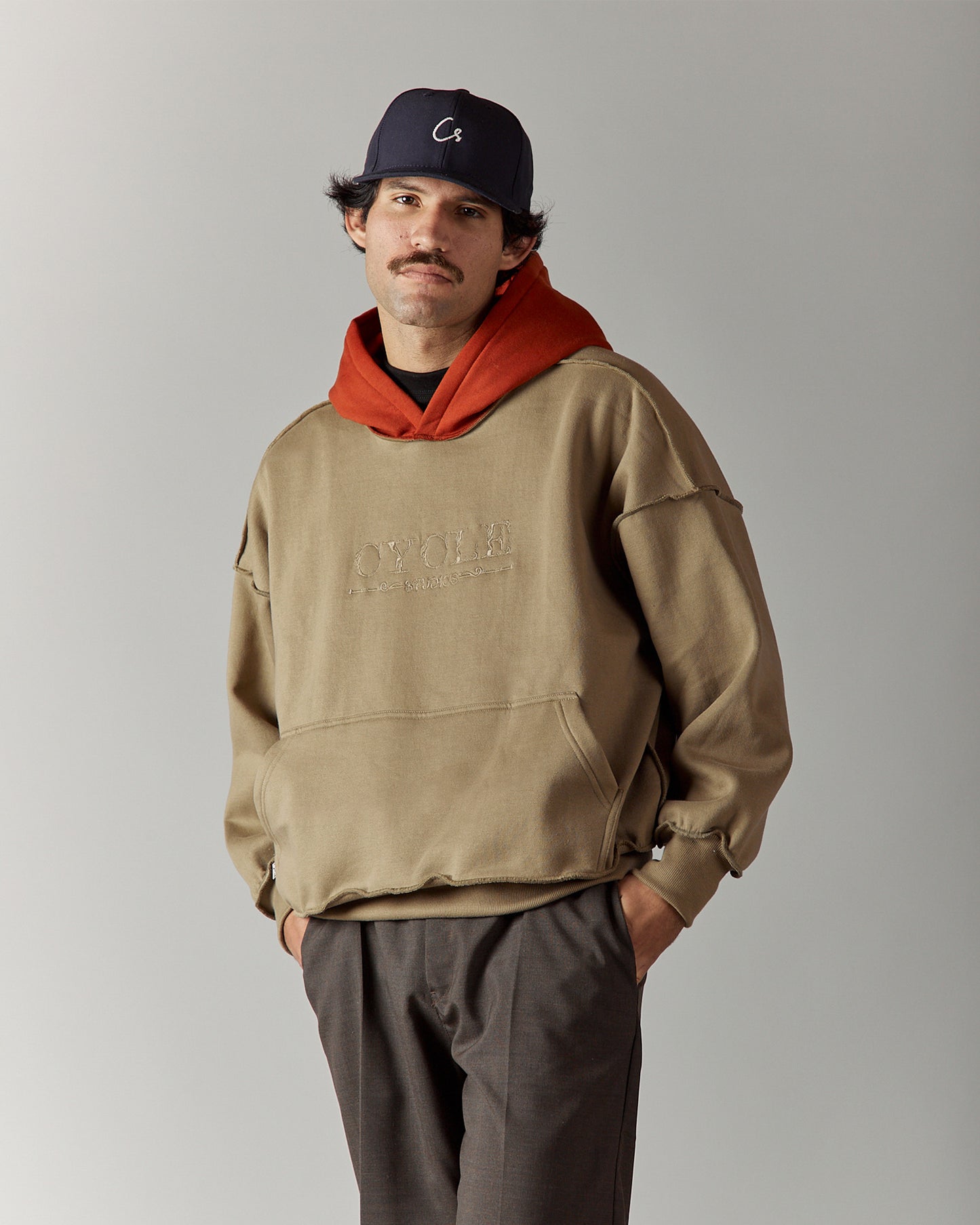 Olive Green & Orange Hoodie