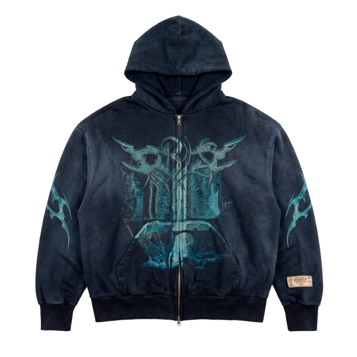Printed Zip Up Hoodie