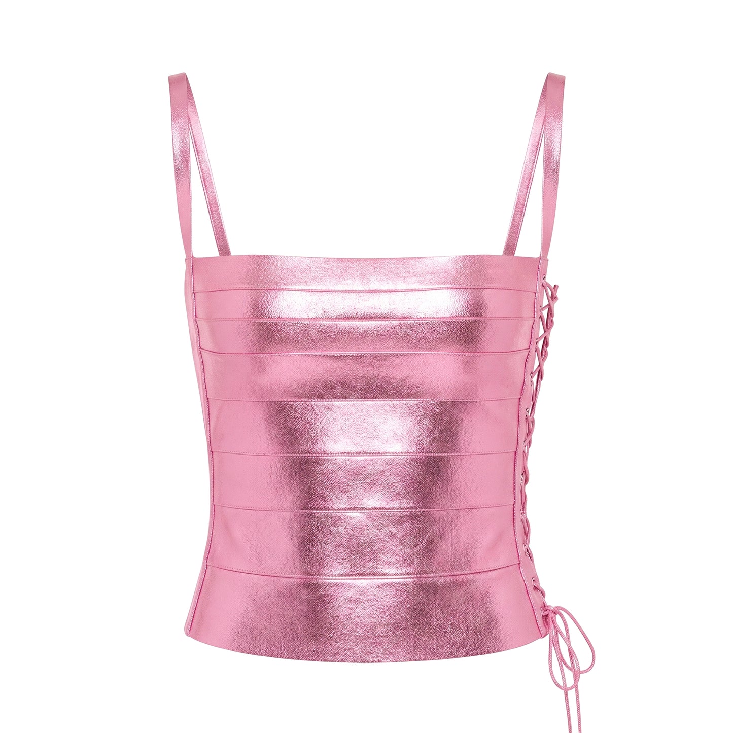 Idol Metallic Bandage Corset Top in Pink