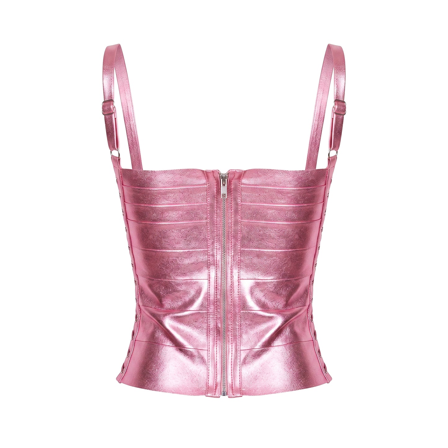 Idol Metallic Bandage Corset Top in Pink