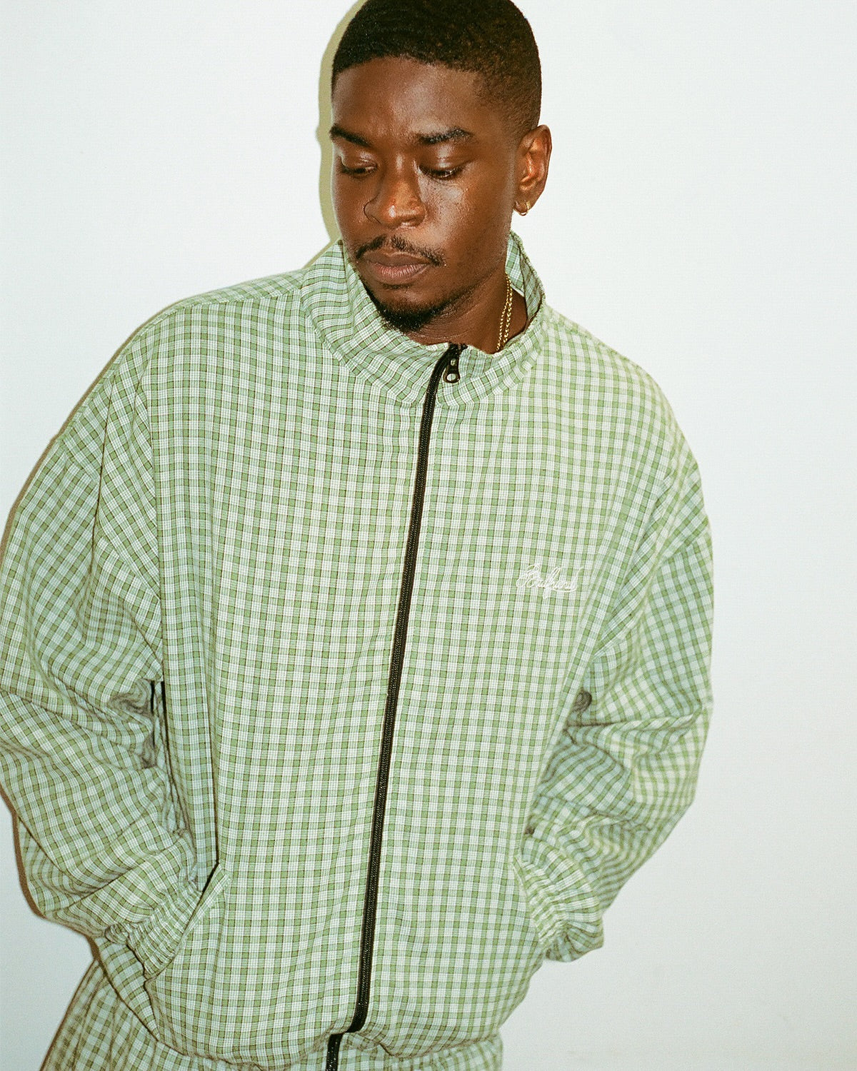 Gingham Plaid Full Zip Jacket