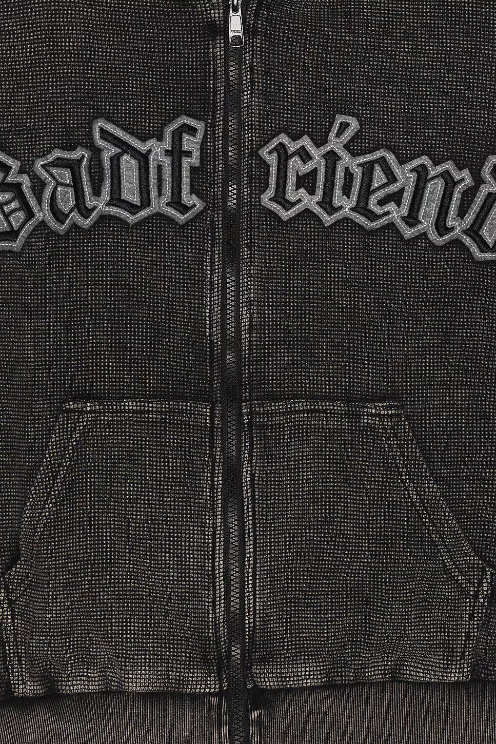 Waffle Knit Full Zip Hoodie