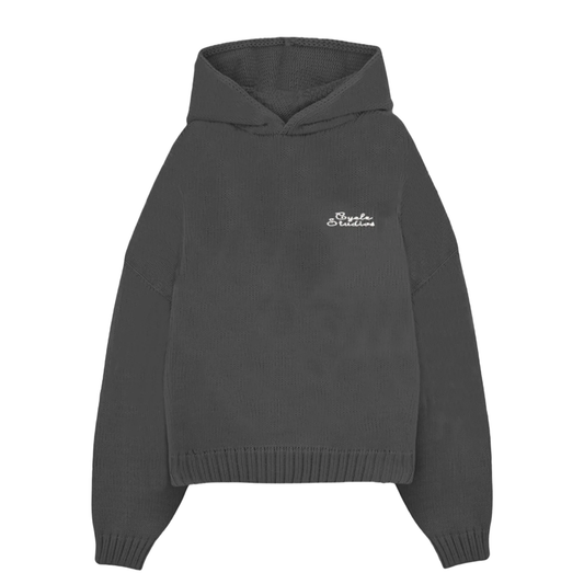 Dark Grey Knit Hoodie