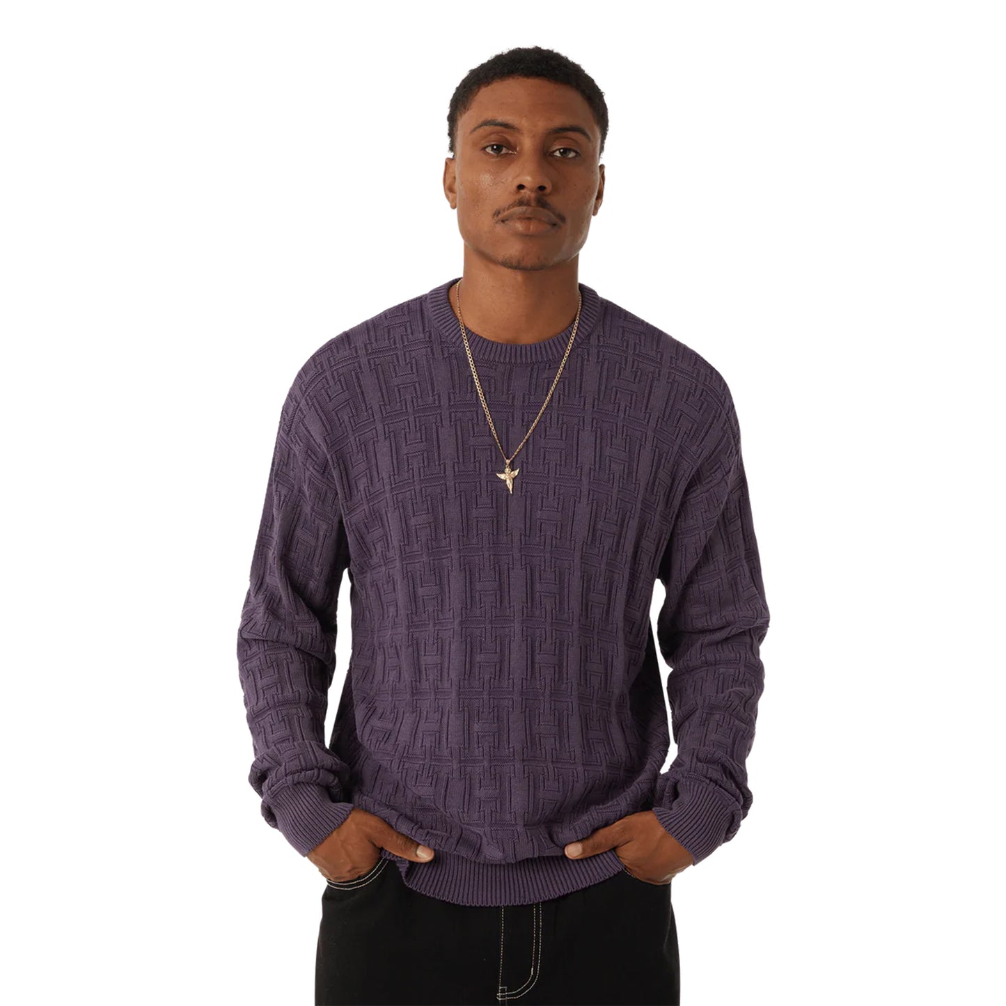 Interlaced Jacquard Crewneck Sweater