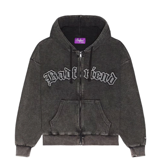 Waffle Knit Full Zip Hoodie