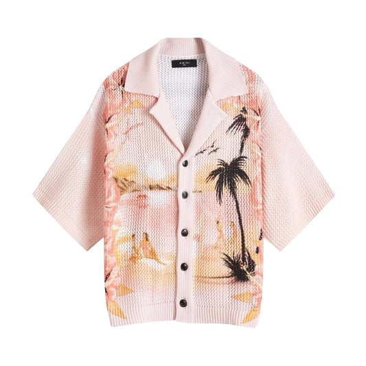Paradise Resort Crochet Knit Polo