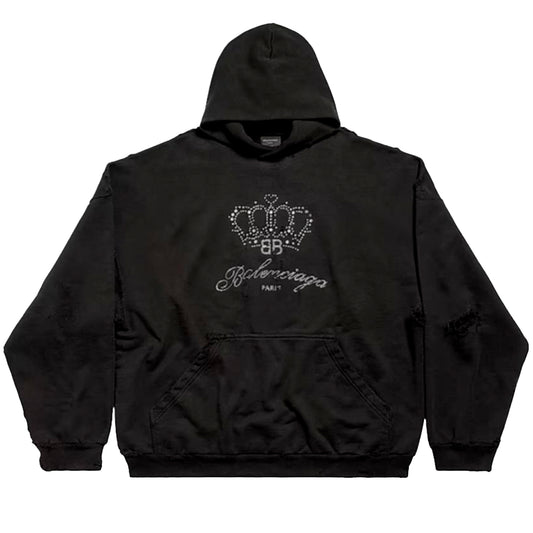 Crown Crest Rhinestone Hoodie