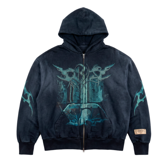 Printed Zip Up Hoodie